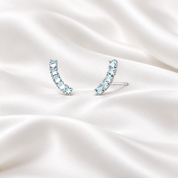 Brinco Ear Cuff com Cristais Azul em Ródio Semijoia