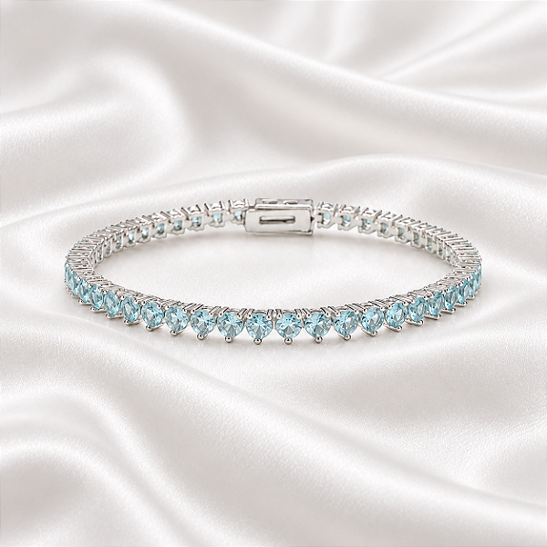 Pulseira Riviera com Cristais Azul em Ródio Semijoia