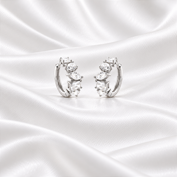 Brinco Argola de Moissanite em Prata 925 Semijoia