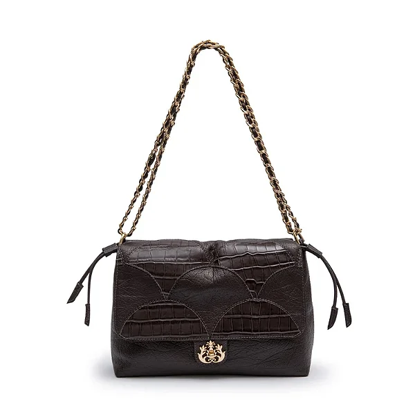 Bolsa Isla de Couro Flap Marea Patch Scale Expresso