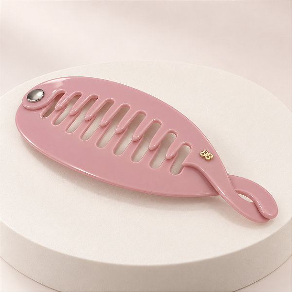 Presilha Banana Bianca Oval Acrílico Rosa 60 002