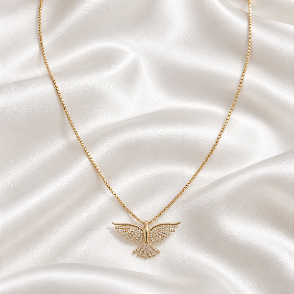 Colar Espirito Santo Zirconia Ouro Semijoia