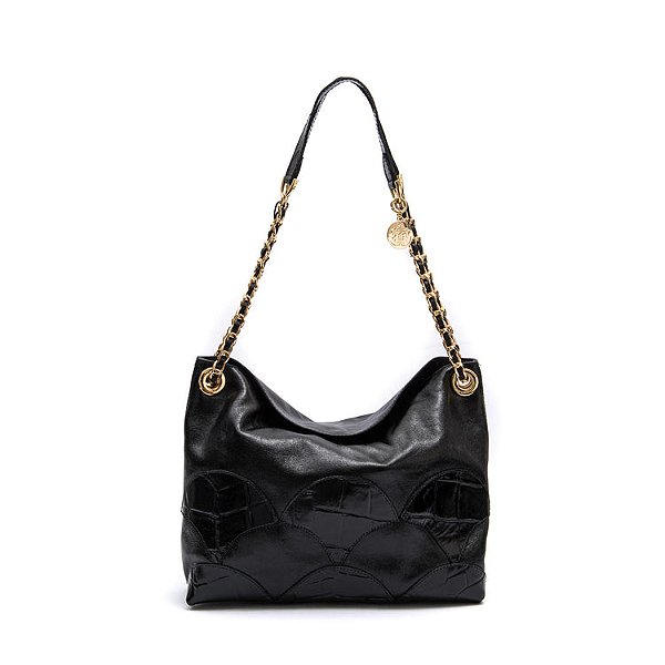 Bolsa Isla Marea Patch Scale Shoulder Preto