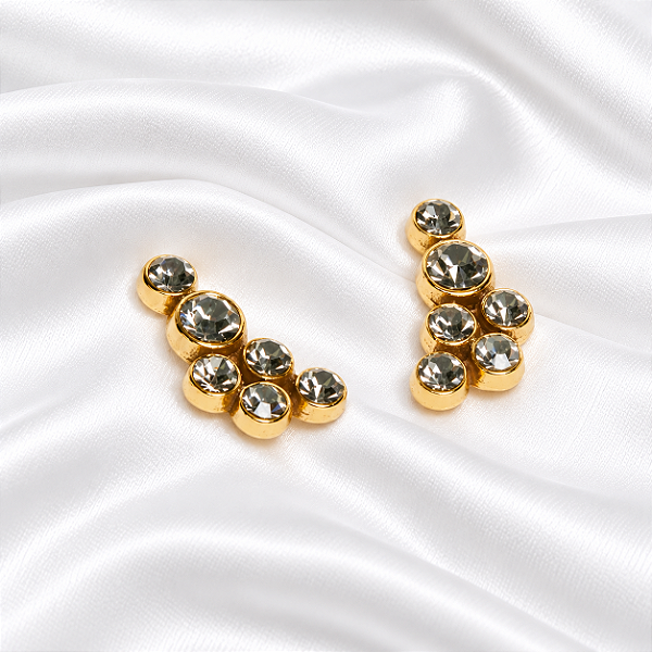 Brinco Morena Canela Ear Cuff Black Diamond Ouro Semijoia