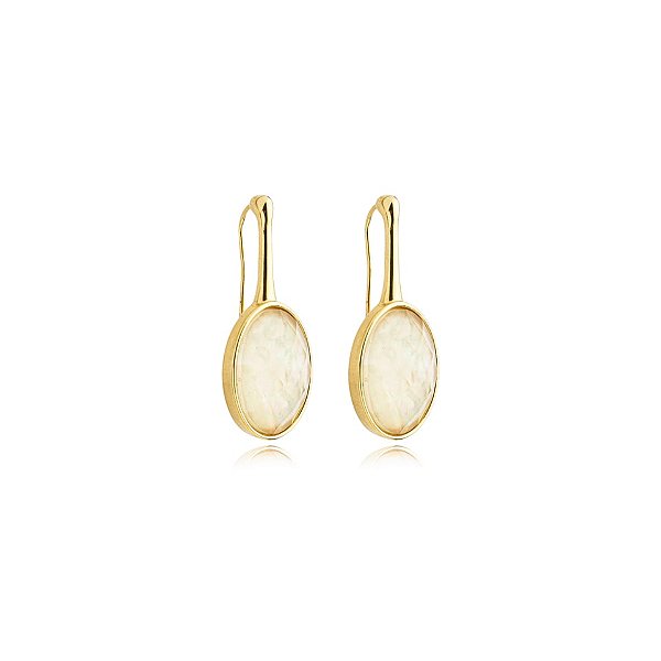 Brinco gancho pedra natural nautilus ouro semijoia