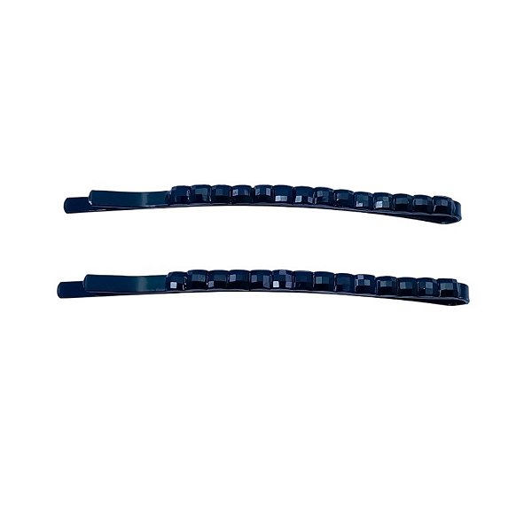 Grampo de cabelo cristal quadrado preto par