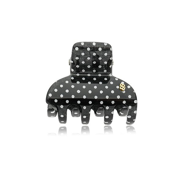 Piranha de cabelo Bianca acrílico preto com poá branco 05 068