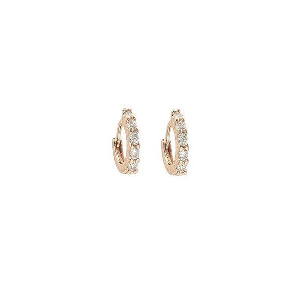 Brinco argolinha segundo furo ouro cristal semijoia 11A04063