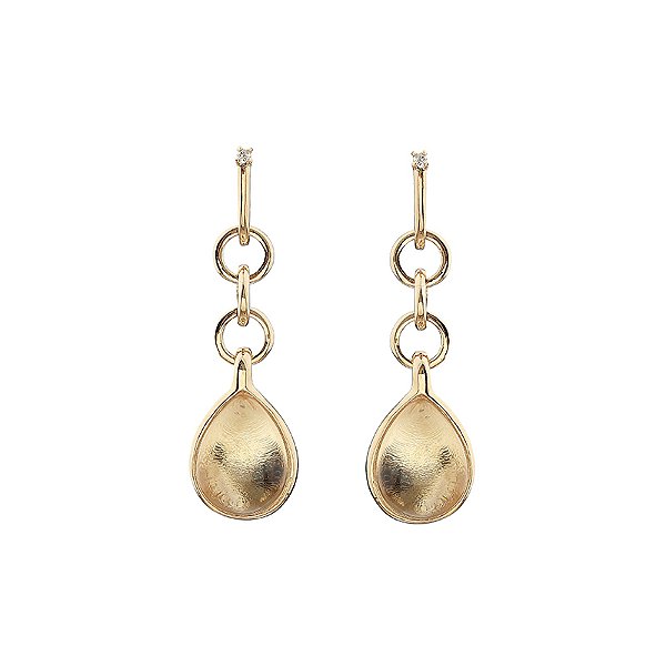 Brinco gota cristal ouro semijoia