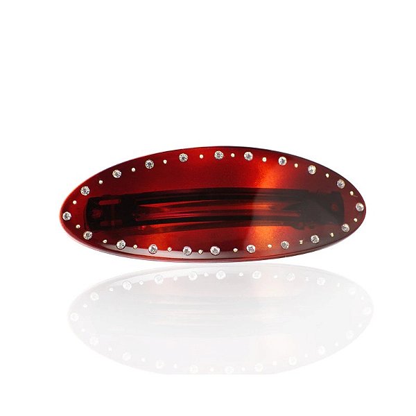 Presilha oval francesa Finestra marrom strass F2819/20s