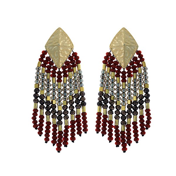 Brinco Mariana Amaral cristal multicor dourado