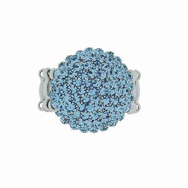 Anel Leticia Sarabia cristal redondo azul claro light sapphire