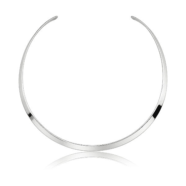 Colar aro choker liso ródio semijoia