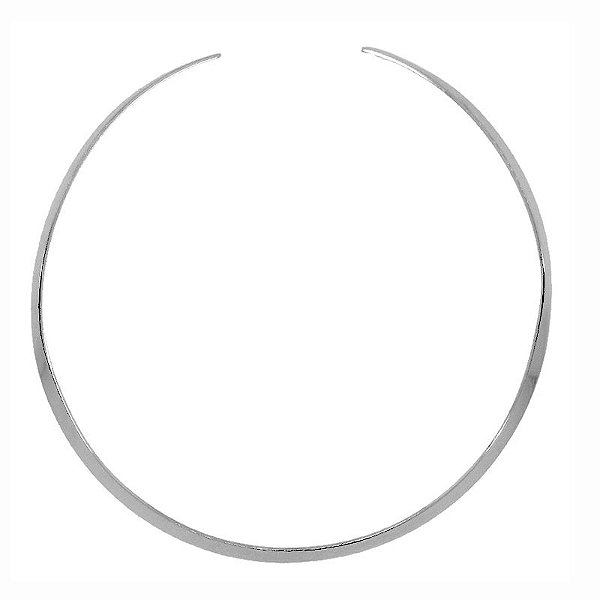 Colar aro choker liso ródio semijoia
