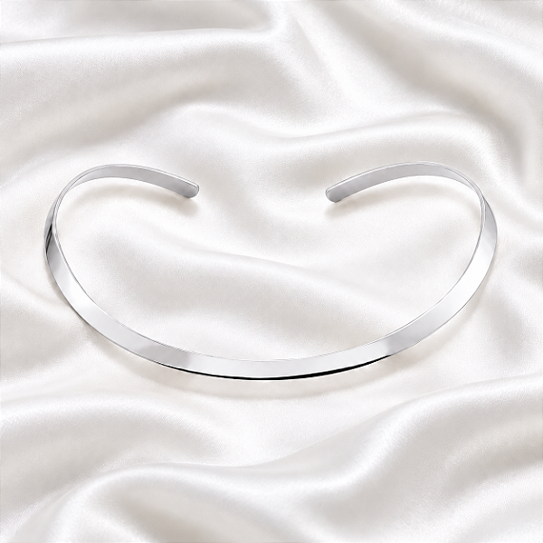 Colar Aro Choker Liso Ródio Semijoia