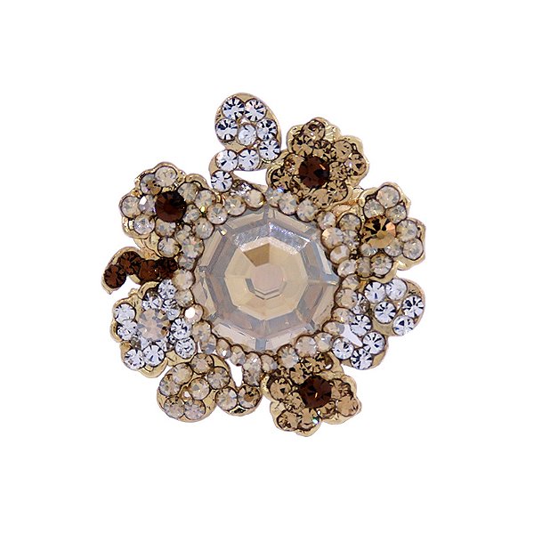 Anel Leticia Sarabia cristais multicores dourado