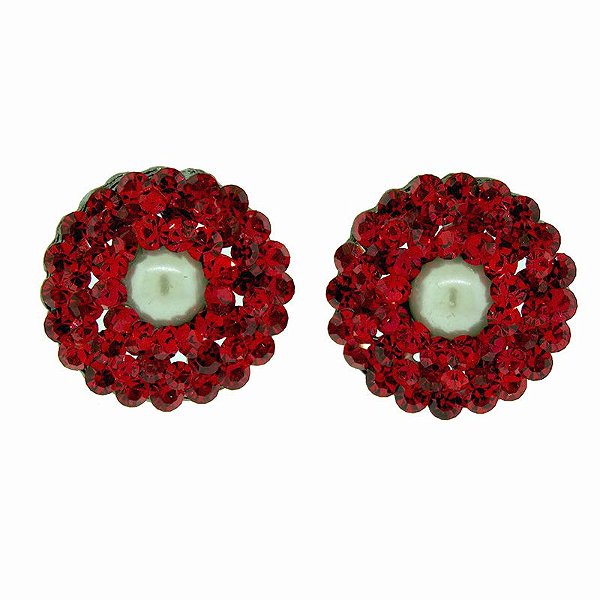Brinco Leticia Sarabia pérola e cristal vermelho escarlate