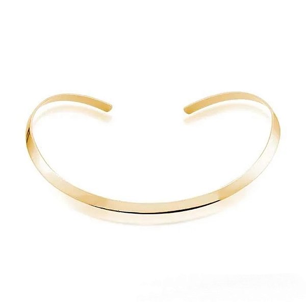Colar aro choker liso ouro semijoia