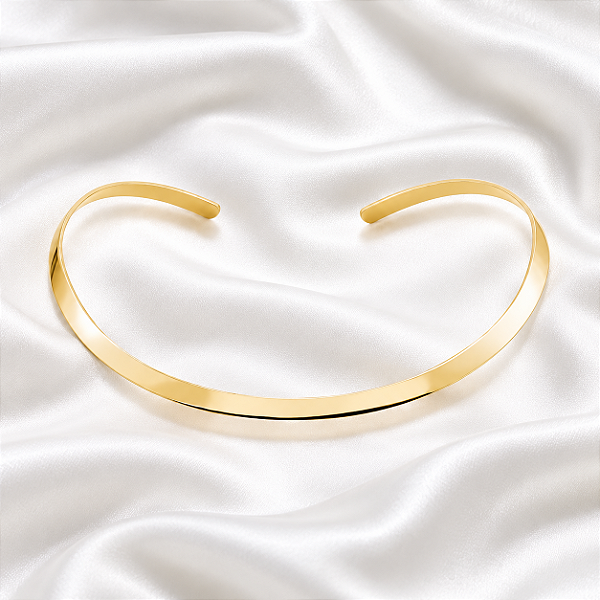 Colar Aro Choker Liso Ouro Semijoia