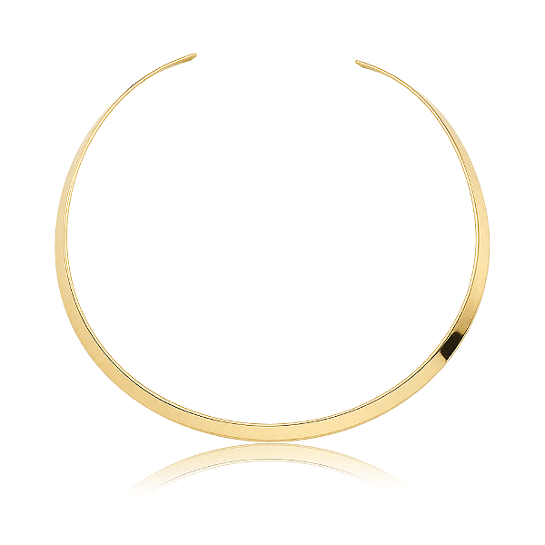 Colar aro choker liso ouro semijoia