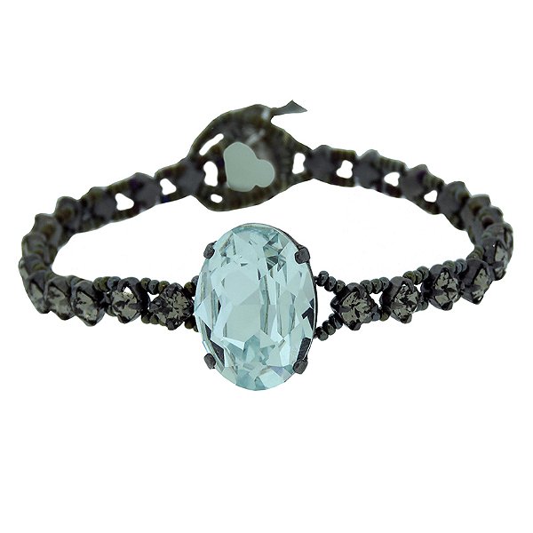 Pulseira riviera oval Caleidoscópio azul  joia artesanal