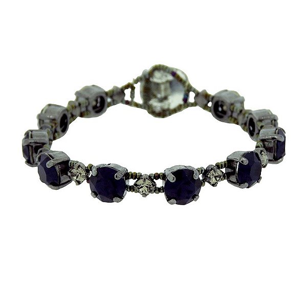 Pulseira riviera Caleidoscópio cristal swarovski azul joia artesanal