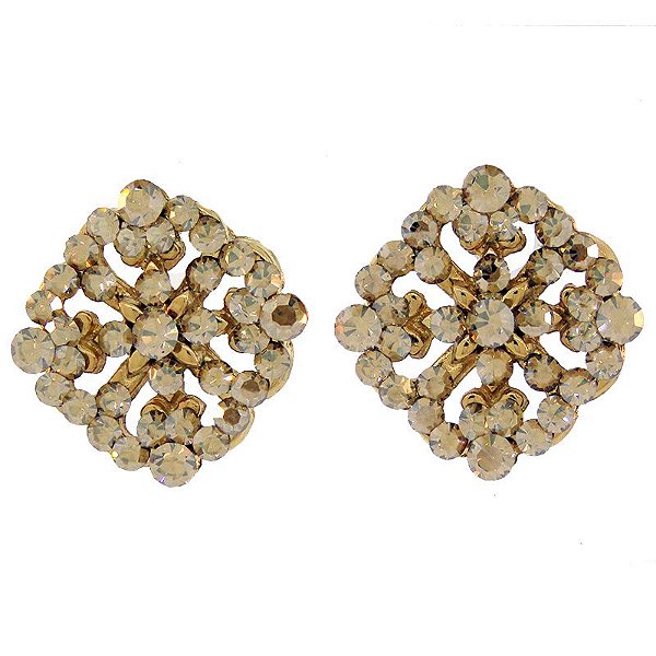 Brinco Leticia Sarabia losango cristal dourado gold honey 5466