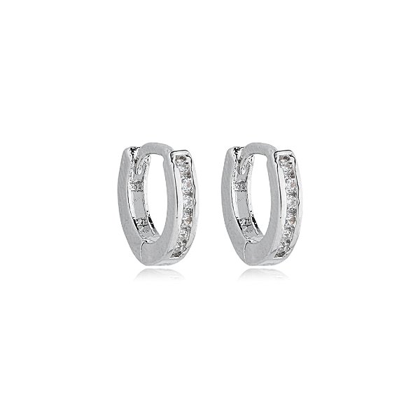 Brinco argolinha zircônia segundo furo ródio semijoia 16K07010