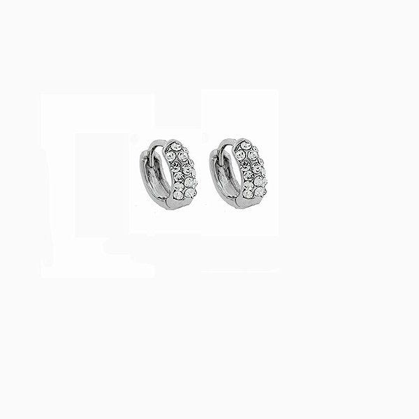 Brinco argolinha segundo furo strass ródio semijoia 7A07003