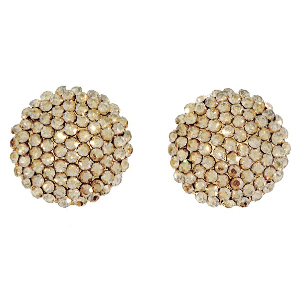 Brinco botão g Leticia Sarabia cristal dourado claro gold honey 3901
