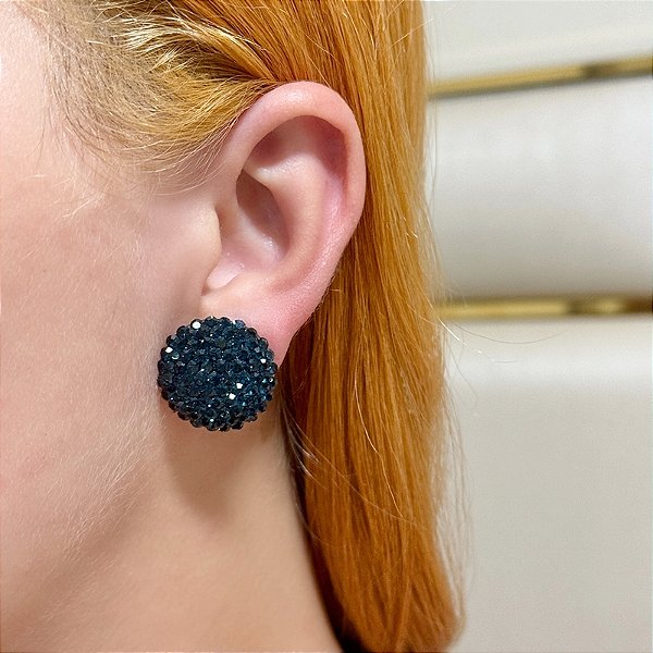 Brinco botão g Leticia Sarabia cristal azul montana 3901