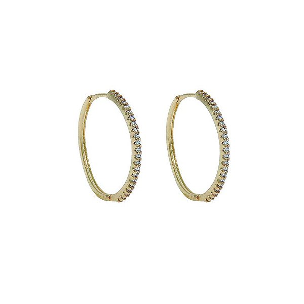 Brinco argola p zircônia cristal ouro semijoia 19A12066