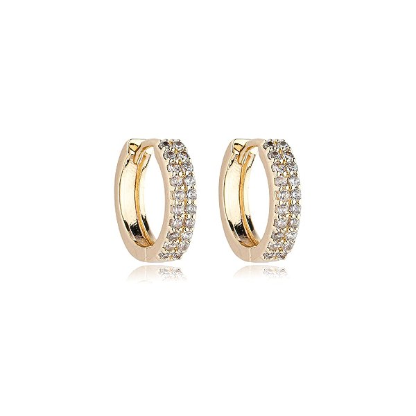 Brinco argolinha zircônia ouro semijoia 19K11067