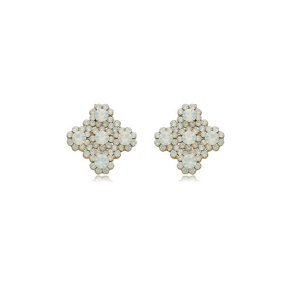 Brinco Leticia Sarabia quadrado curvas cristal branco white opal 6295