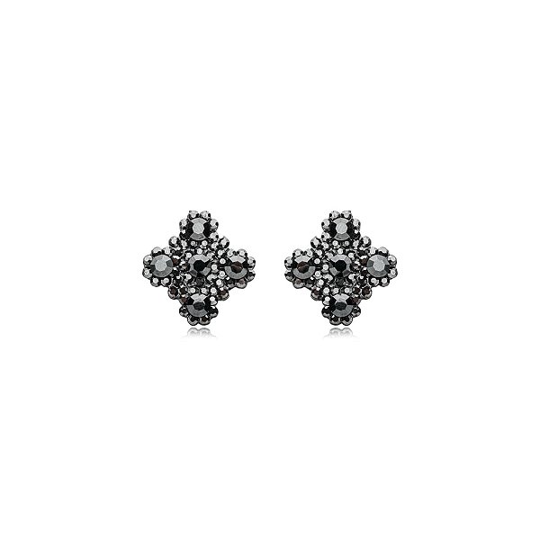 Brinco Leticia Sarabia quadrado curvas cristal grafite jet hematite 6295