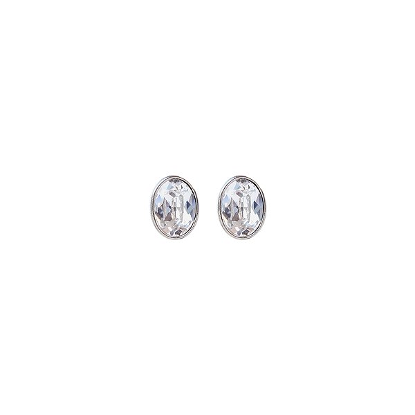 Brinco oval Leticia Sarabia cristal prateado 7197