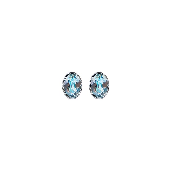 Brinco oval Leticia Sarabia cristal azul claro prateado 7197