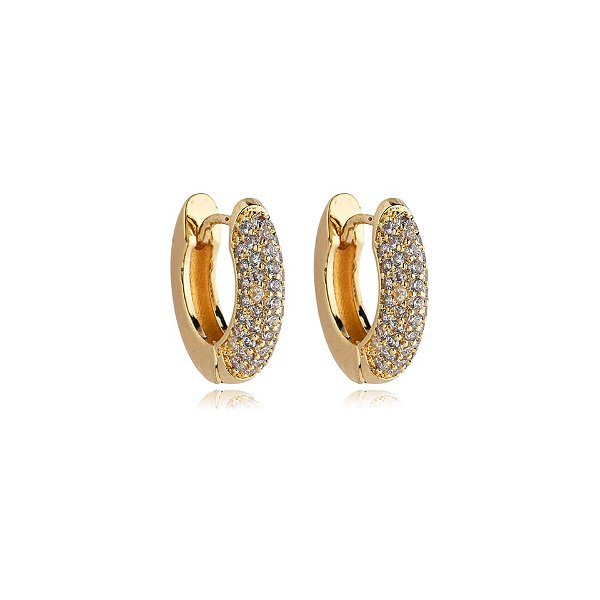 Brinco argolinha zircônia ouro semijoia 19A08020