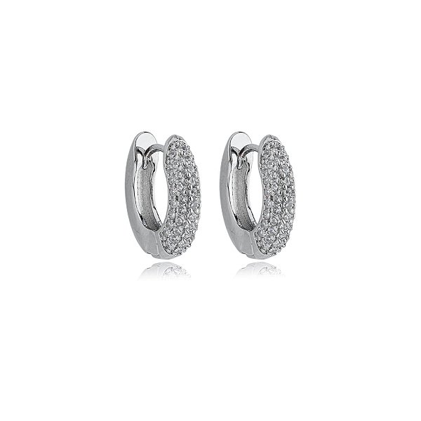 Brinco argolinha zircônia ródio semijoia 19A08020