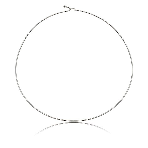 Colar aro fino choker liso ródio semijoia
