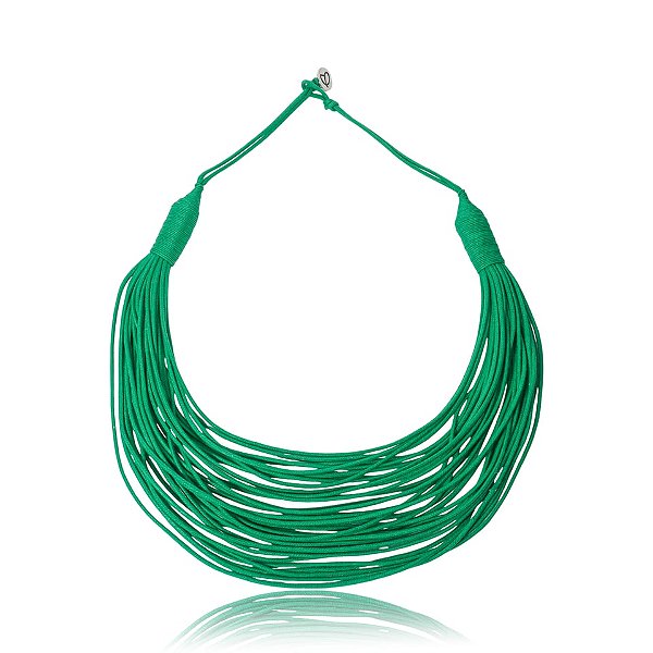 Colar Design Natural fios de algodão verde CO 1341