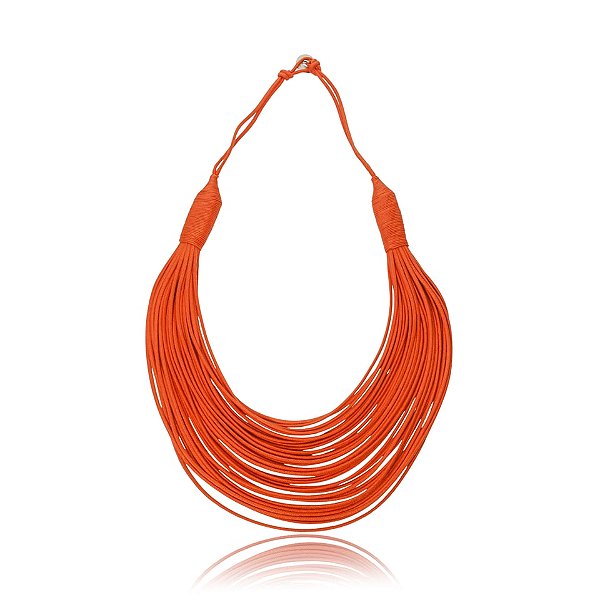 Colar Design Natural fios de algodão laranja CO 1341