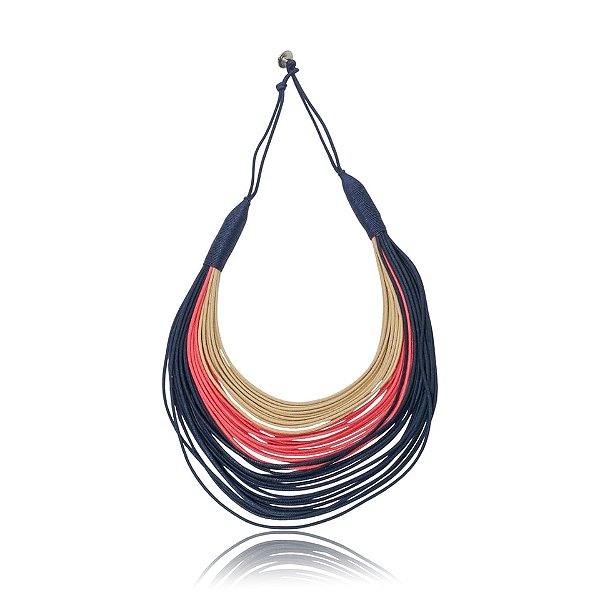 Colar Design Natural fios de algodão tricolor CO 1307