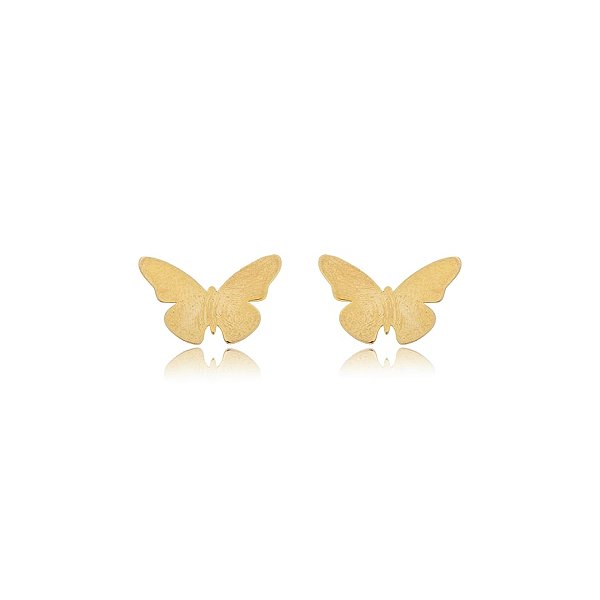 Brinco borboleta lisa chapada ouro semijoia