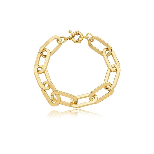 Pulseira elos corrente ouro semijoia