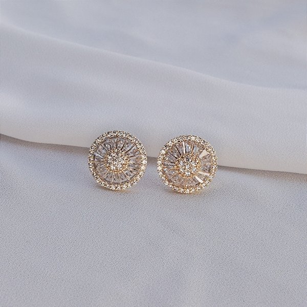 Brinco pizza g zircônia ouro semijoia 16k03019