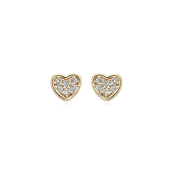 Brinco segundo furo coração zircônia ouro semijoia 17K09020
