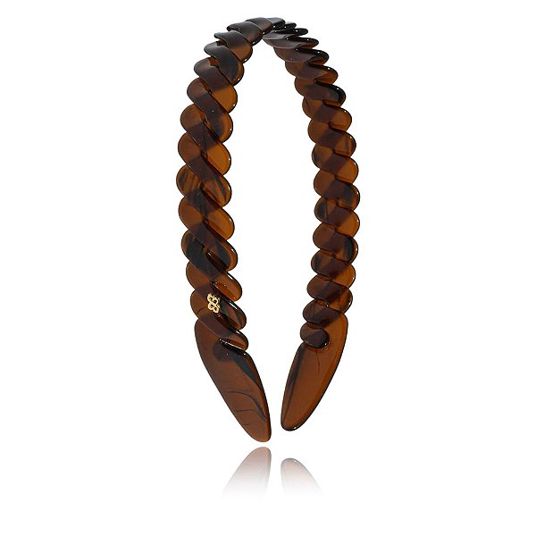 Tiara acrílico Bianca trançado marrom  20 006