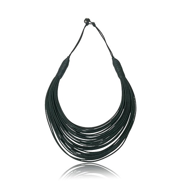 Colar Design Natural fios de algodão preto CO 1341