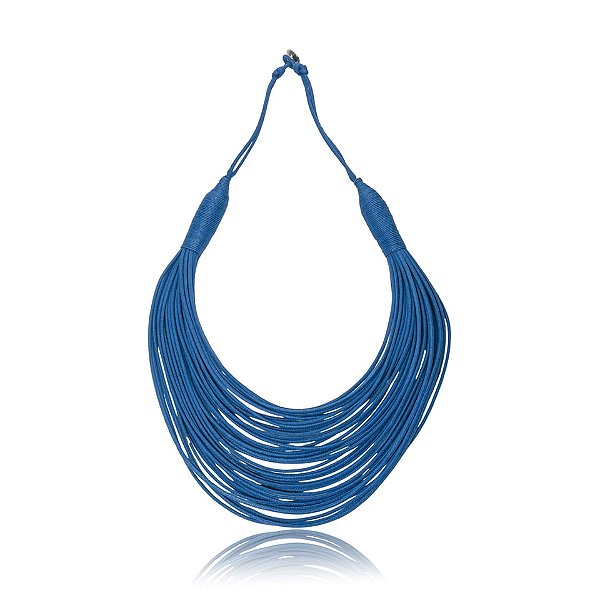 Colar Design Natural fios de algodão azul CO 1341